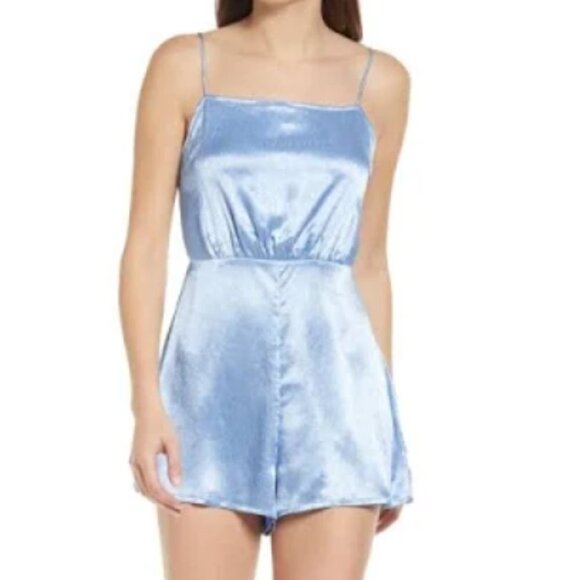 RAHI Sleeveless Spaghetti Strap Romper - Blue - size Large - Picture 7 of 7